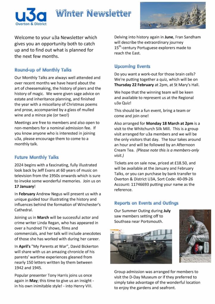Winter 2024 Newsletter, Page 1
