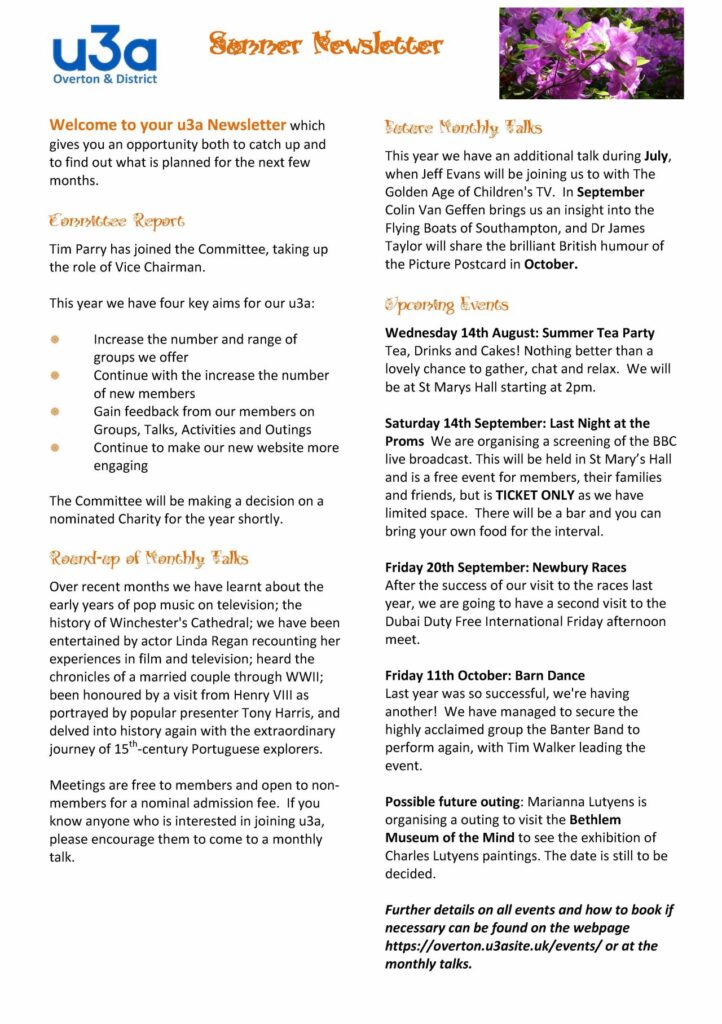 Summer 2024 Newsletter Page 1